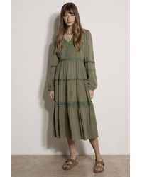 Apricot - Lace Trim Tiered Midi Dress - Lyst