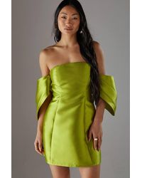 Warehouse - Petite Structured Puff Sleeve Bardot Mini Dress - Lyst