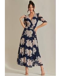 Jolie Moi - Daliyah Wrap Front Mesh Maxi Dress - Lyst