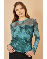 Yumi' - Floral Mesh Top - Lyst