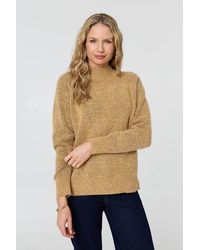 Izabel London - Textured High Neck Long Sleeve Jumper - Lyst
