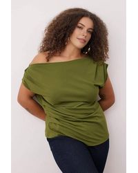WOVCOR - The Shoulder Draped Detail Short Sleeve Top - Lyst