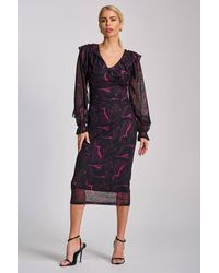 Jolie Moi - Long Sleeve Ruffle Detail Mesh Bodycon Dress - Lyst