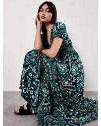 Apricot - Scarf Print Smocked Maxi Dress - Lyst