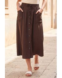 Roman - Air Flow Button Front Tie Midi Skirt - Lyst