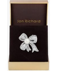 Jon Richard - Rhodium Plate & Pearl Bow Brooch - Lyst