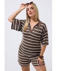 Yours - Stripe Rugby Collar Top - Lyst