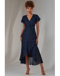 Jolie Moi - Metallic Spot Textured Chiffon Maxi Dres Dress - Lyst