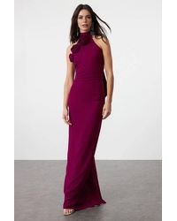 WOVCOR - Woven Maxi Elegant Evening Dress W/ Rose Detail - Lyst