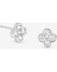 Simply Silver - Sterling Plated Polished & Cubic Zirconia Clover Stud Earrings - Lyst