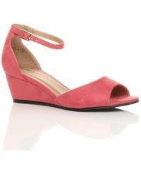 AJVANI - Mid Wedge Heel Ankle Strap Sandals - Lyst