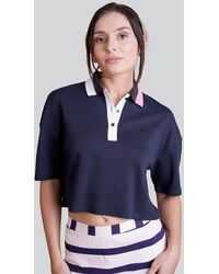 Enorsia - Twin Tipped Collar Cropped Polo Shirt - Lyst