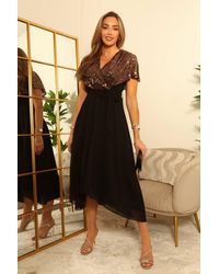 Double Second - Chiffon Dress With Sequin Cape - Lyst