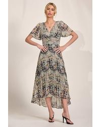 Jolie Moi - Floral Chiffon V Neck Midaxi Dress - Lyst