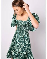 Apricot - Smocked Cotton Floral Mini Dress - Lyst