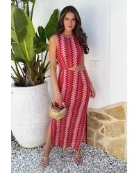AX Paris - Zigzag Crochet Side Waist Cut Out Midi Dress - Lyst