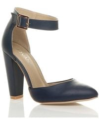 AJVANI - High Block Heel Ankle Strap Pointed Toe Court Shoes - Lyst