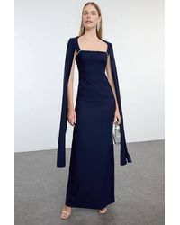 WOVCOR - Square Neck Maxi Evening Dress - Lyst