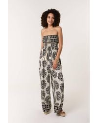 Blue Vanilla - Elasticated Waist Sleeveless Off-The-Shoulder Jumpsuit - Lyst
