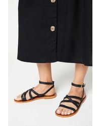 Oasis - Illy Leather Plaited Flat Sandals - Lyst
