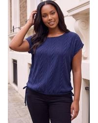 Roman - Curve Jacquard Tie Hem Top - Lyst
