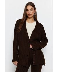 WOVCOR - 2-Piece Set Ribbed Knit Cardigan & Wide Leg Trousers - Lyst