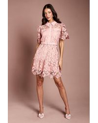 Coast - Lace Shirt Mini Belted Dress - Lyst