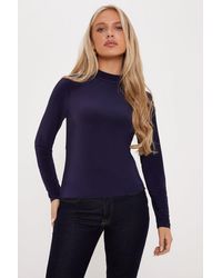 Oasis - Petite Long Sleeve Funnel Neck Top - Lyst