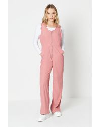 Oasis - Cord Scallop Edge Zip Font Dungaree - Lyst
