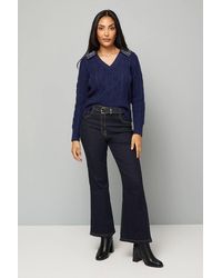 Wallis - Petite Cable Embellished Polo Collar Sweater - Lyst