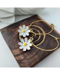 The Colourful Aura - Sunflower Charm Floral Colourful Hoop Earring - Lyst