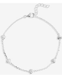 Simply Silver - Sterling Plated Diamond Cut Station Heart Bracelet - Lyst