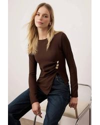 WOVCOR - Asymmetric Knit Blouse W/ Button Detail - Lyst