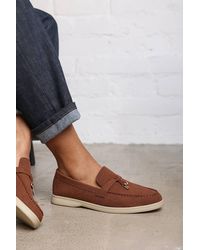 Where's That From - 'Charming' Slip On Suede Loafers Metal Trim Tassel - Lyst