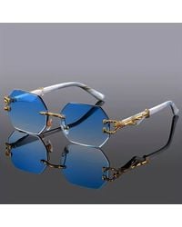 AJVANI - Geometric Rimless Oval Sunglasses Shades - Lyst