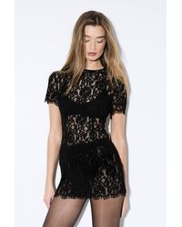MissPap - Premium Corded Lace T-Shirt Mini Dress - Lyst