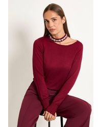 Wallis - Embellished Neckline Knitted Jumper - Lyst