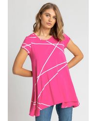 Roman - Linear Print Hanky Hem Top - Lyst
