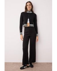 WOVCOR - 2-Piece Set Zip-Up Knit Cardigan & Wide Leg Pants - Lyst