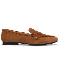 Clarks - Tamna Strap Tan Suede Loafers, Slip Ons - Lyst