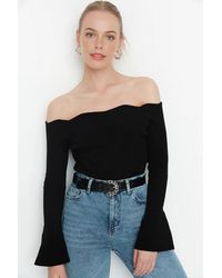 WOVCOR - Carmen Collar Knit Sweater - Lyst