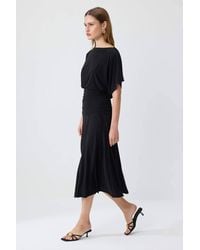 WOVCOR - Boat Neck Batwing Sleeve Short Sleeve Skater Maxi Dress - Lyst