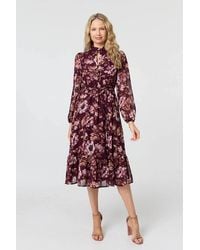 Izabel London - Floral Semi Sheer Mesh Layer Midi Dress - Lyst