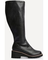 Linzi - Maintain Wide Fit Faux Leather Stretch High Leg Wedge Boot - Lyst