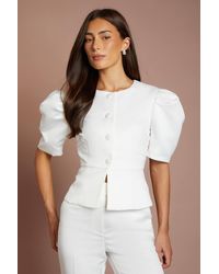 Oasis - Hen Matte Satin Tailored Top - Lyst