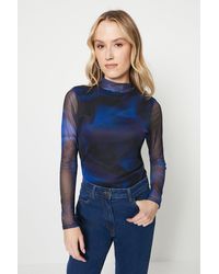 Oasis - Mesh Long Sleeve Funnel Neck Top - Lyst