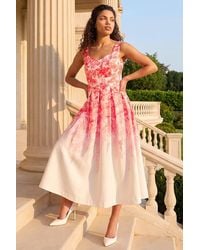 Roman - Petite Floral Waist Stretch Midi Dress - Lyst