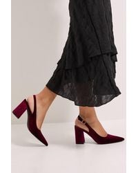 Dorothy Perkins - Ellens Velvet Pointed High Block Heel Slingback Court Shoes - Lyst
