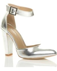 AJVANI - High Block Heel Ankle Strap Pointed Toe Court Shoes - Lyst