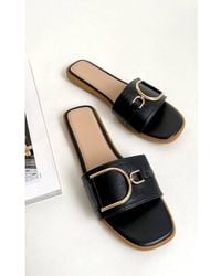 IKRUSH - Ashleigh Detail Sliders W/ Faux Leather Upper - Lyst